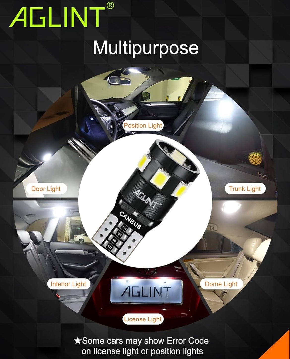 T10 194 LED Bulb CANBUS Error Free