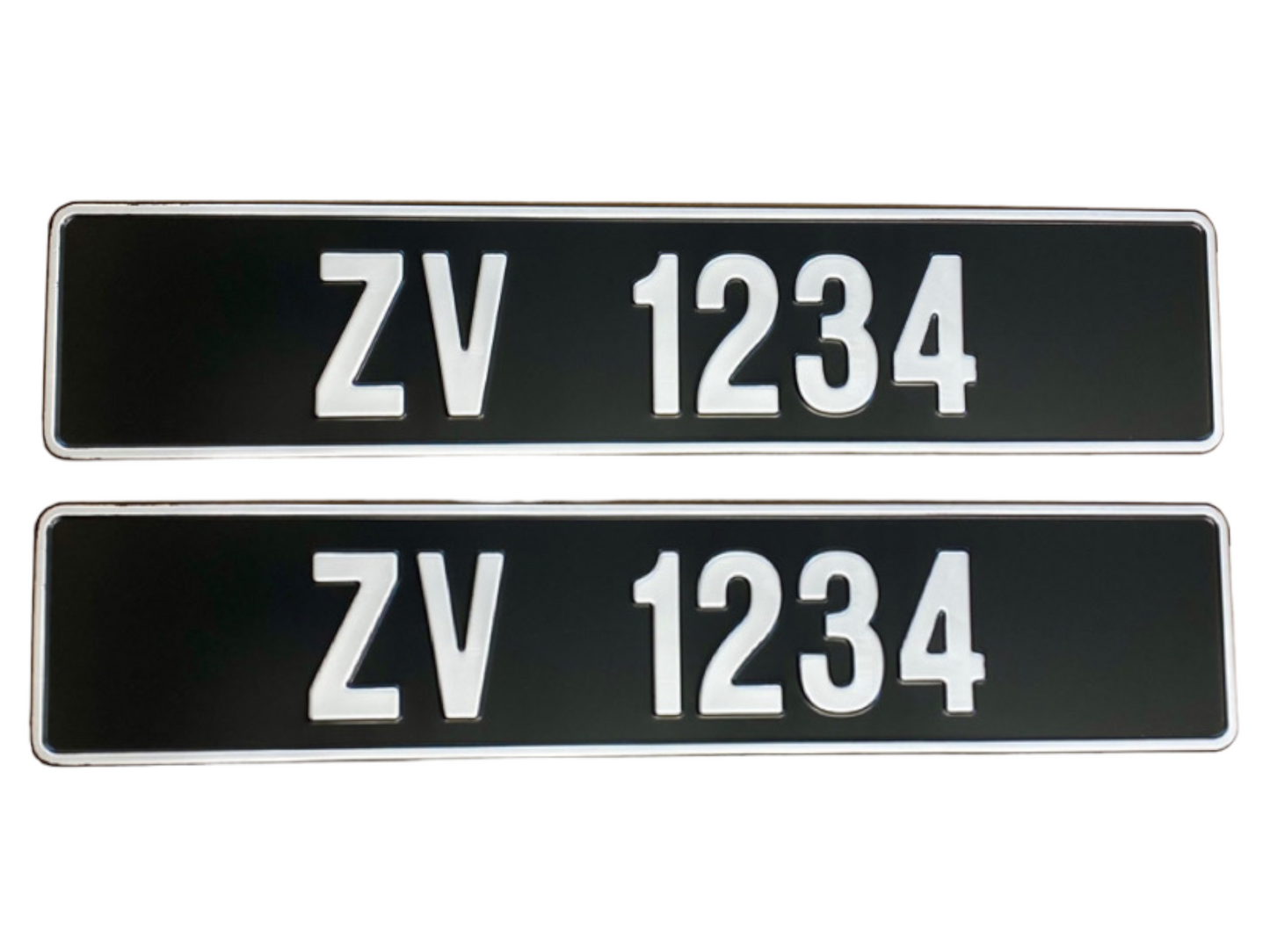 Vintage Silver on Black Plate - Number Plates (x2)