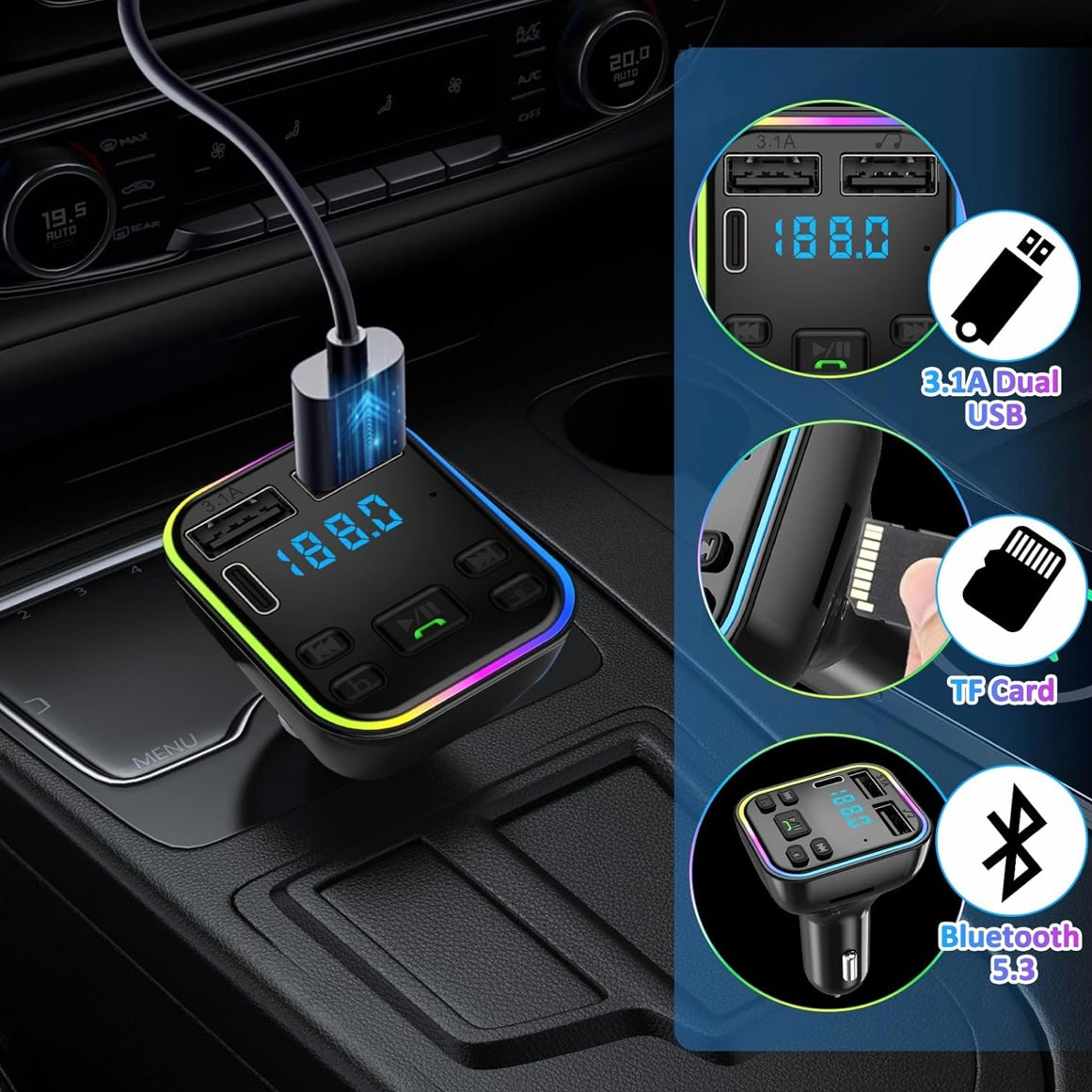 FM Transmitter Bluetooth hands Free Car Adapter