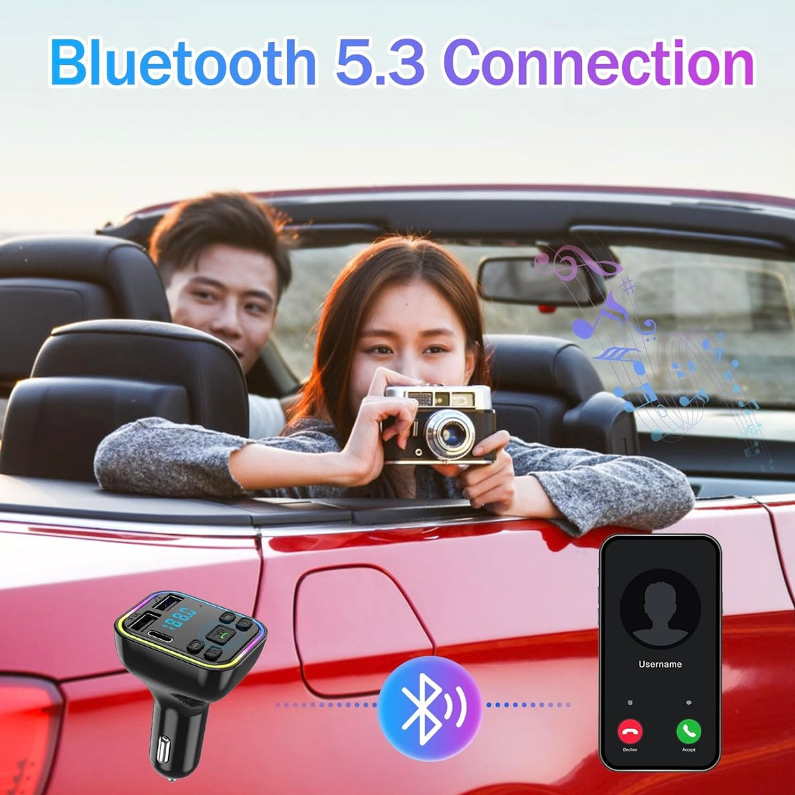 FM Transmitter Bluetooth hands Free Car Adapter