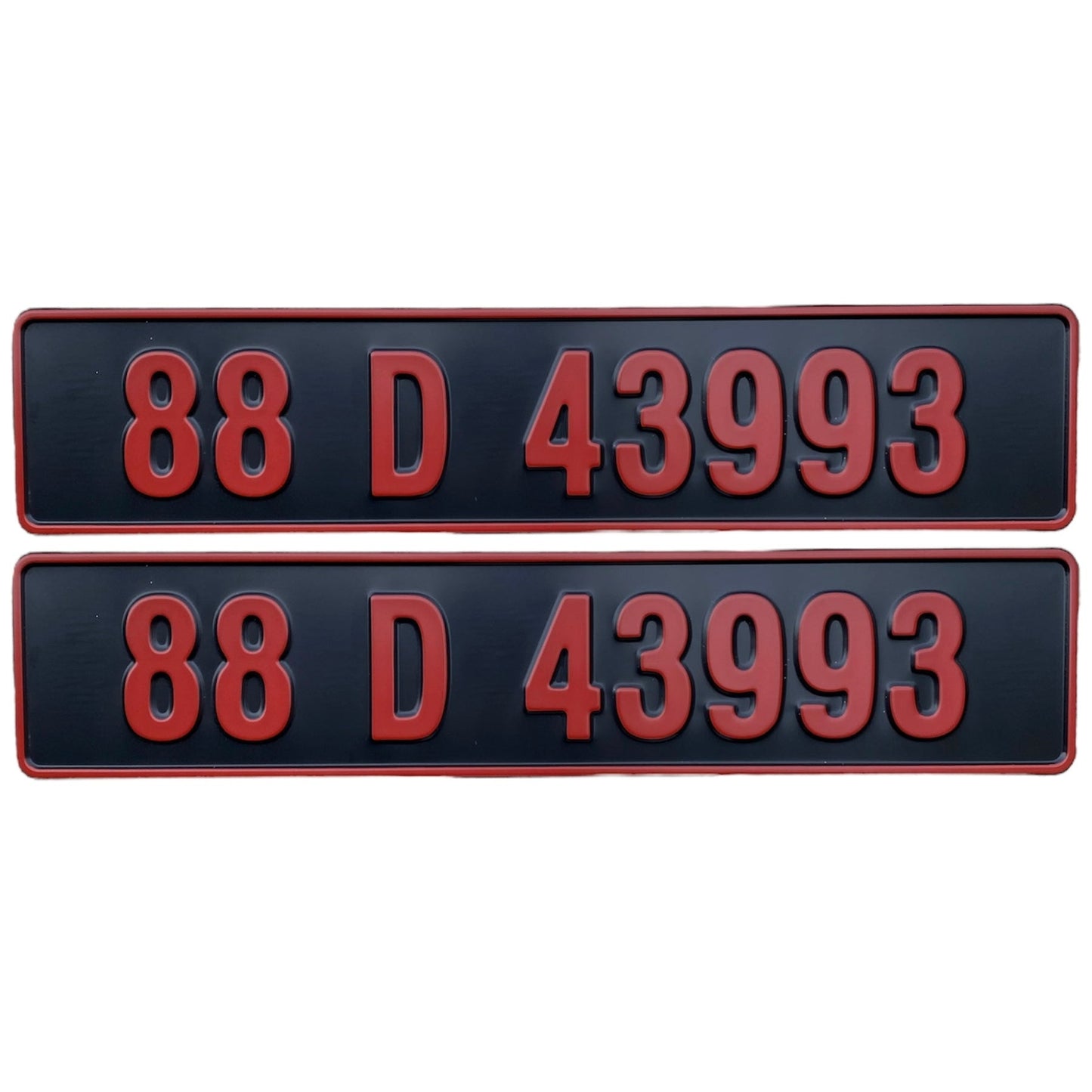 Vintage Black/Red - Number Plates (x2)