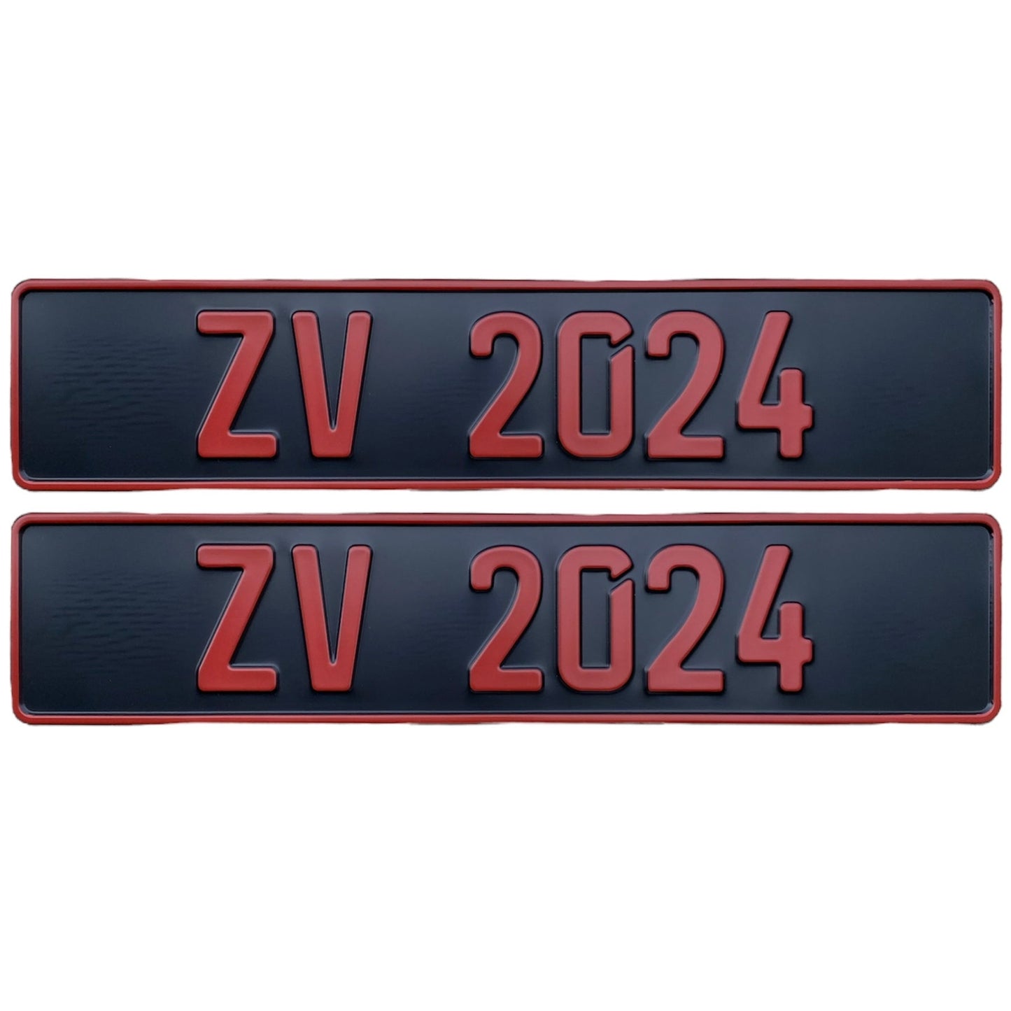 German Vintage Black/Red - Number Plates (x2)