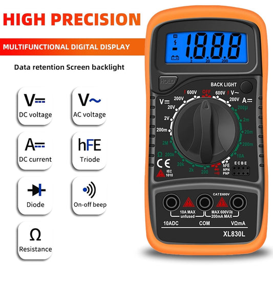 Digital Multimeter, AC/DC Ammeter with LCD Backlight