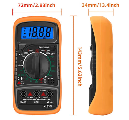 Digital Multimeter, AC/DC Ammeter with LCD Backlight