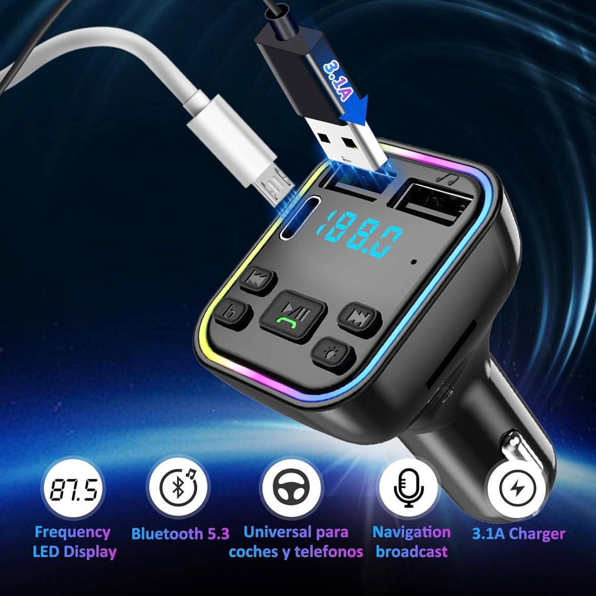 FM Transmitter Bluetooth hands Free Car Adapter