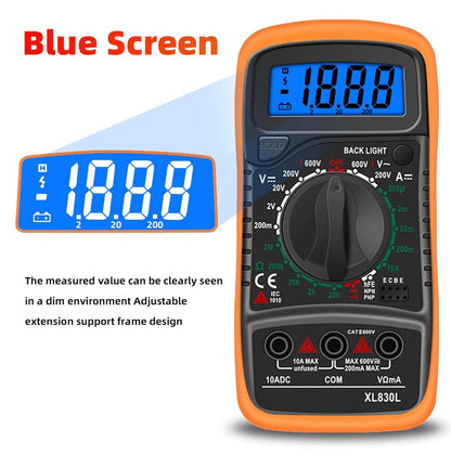 Digital Multimeter, AC/DC Ammeter with LCD Backlight