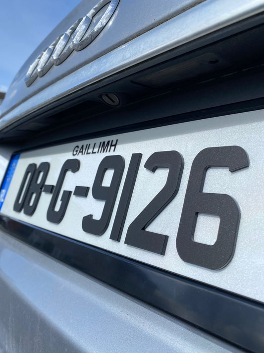 Matt 3MM 4D Irish font - Number plates (x2)