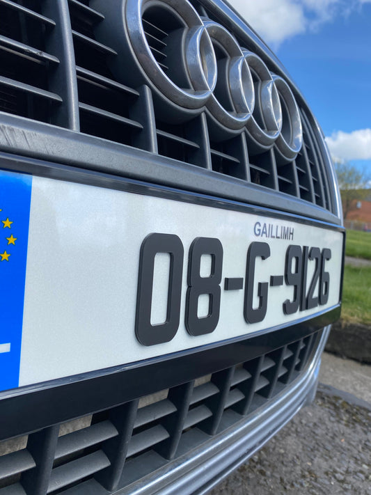 Matt 3MM 4D Irish font - Number plates (x2)