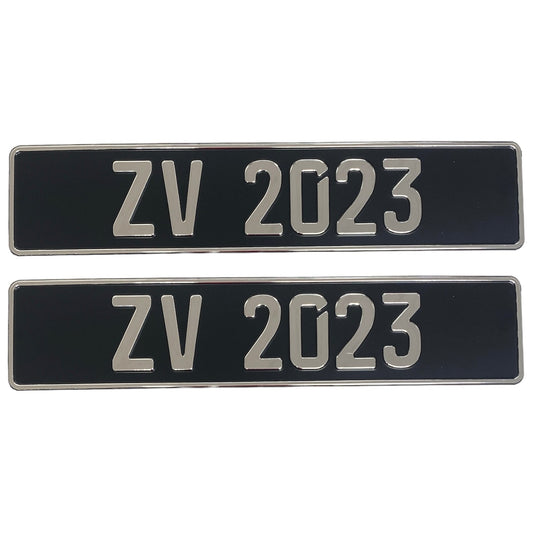 German Vintage Chrome - Number Plates (x2)